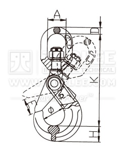 300 1212 Safety Hook Swivel Type With Self Locking Latch G80 U S Type drawing