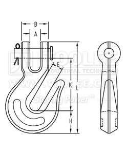 300 1244 Shortening Grab Clevis Hook US Type G80 drawing