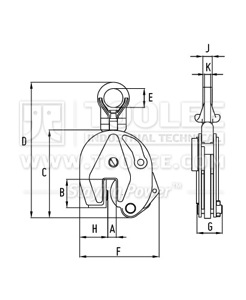 300 9211 CDD Type Drum Lifting Clamp Drawing